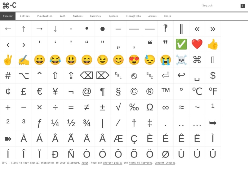CopyChar – Copy special characters to your clipboard | CopyChar