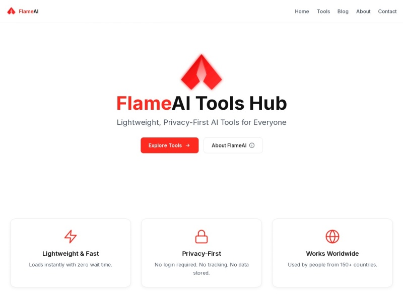 FlameAI Tools Hub — Lightweight, Privacy-First AI Tools for Everyone