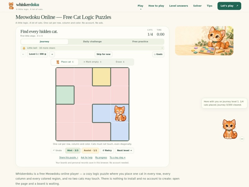Meowdoku Level 8 deduction: two brown candidates reserve column 5, excluding other regions from that column